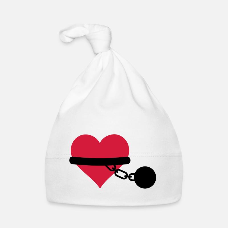 coeur enchaîné - Bonnet bio Bébé - blanc