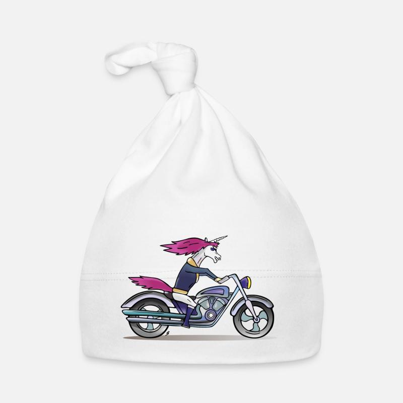 Badass Unicorn on a motorcycle - Bonnet bio Bébé - blanc