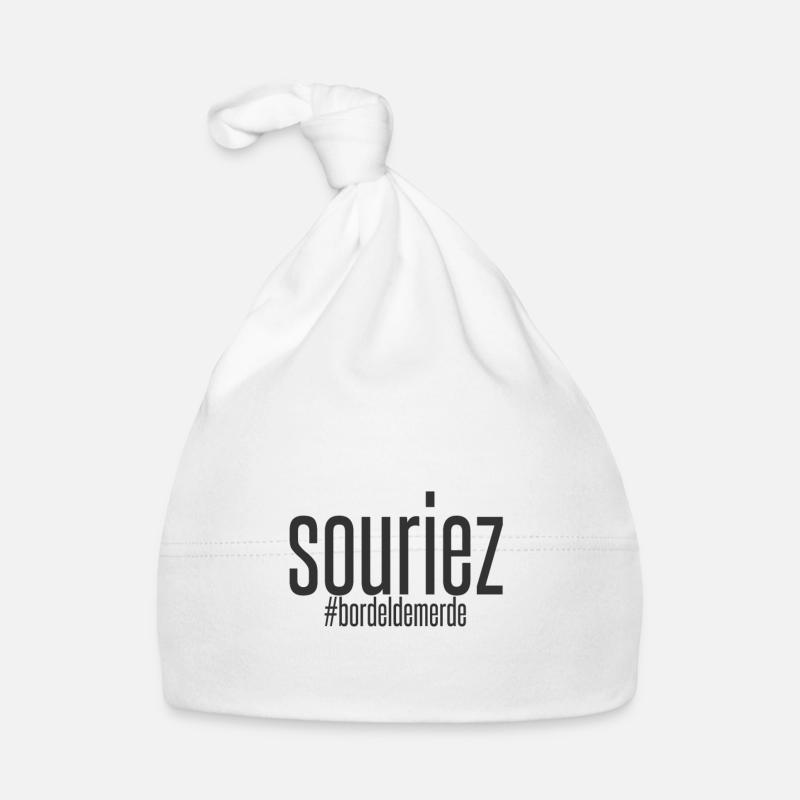 souriez - Bonnet bio Bébé - blanc