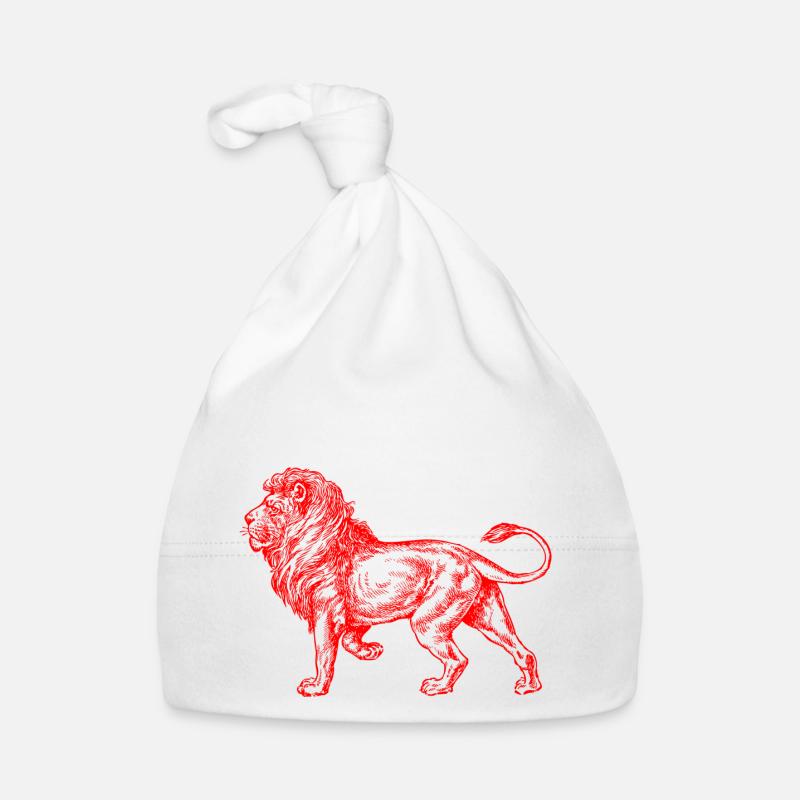 Big Lion rouge - Bonnet bio Bébé - blanc
