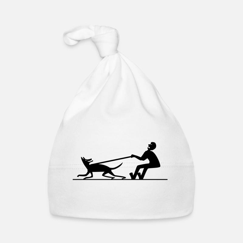 Hund zieht Mann 2 Baby Bio-Mütze