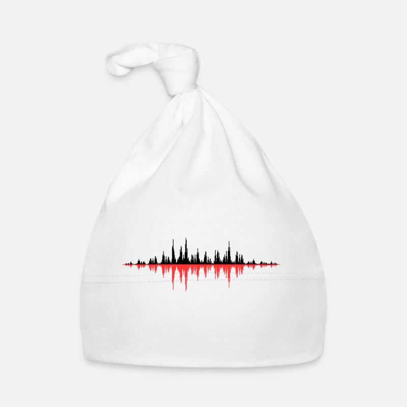 Rouge Onde sonore - Bonnet bio Bébé - blanc