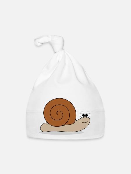 Brown snail - Organic Baby Cap - white - Front