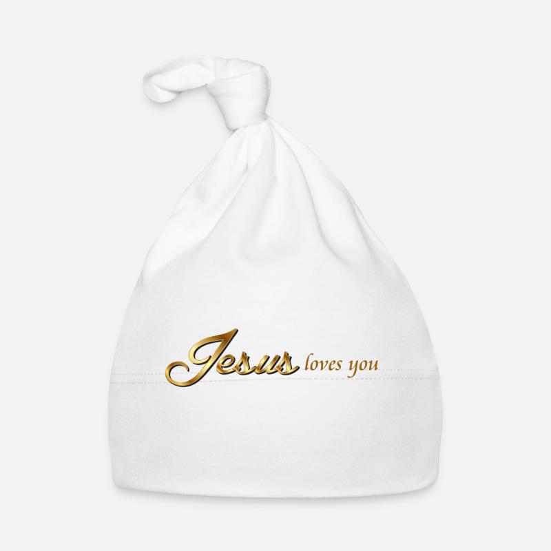 Jésus t'aime - Bonnet bio Bébé - blanc