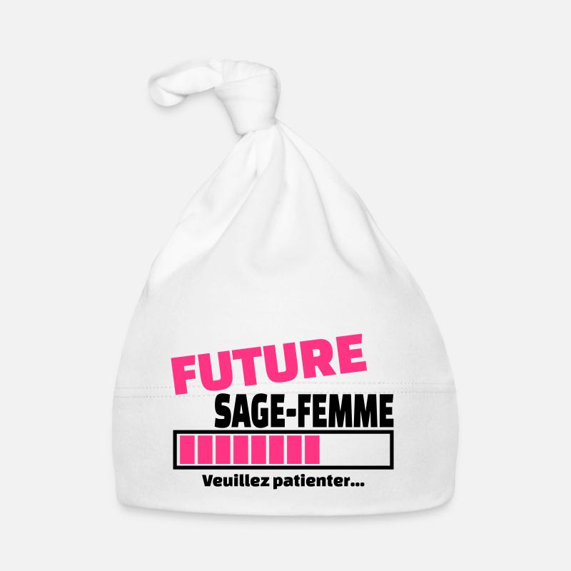 future sage-femme - Bonnet bio Bébé - blanc