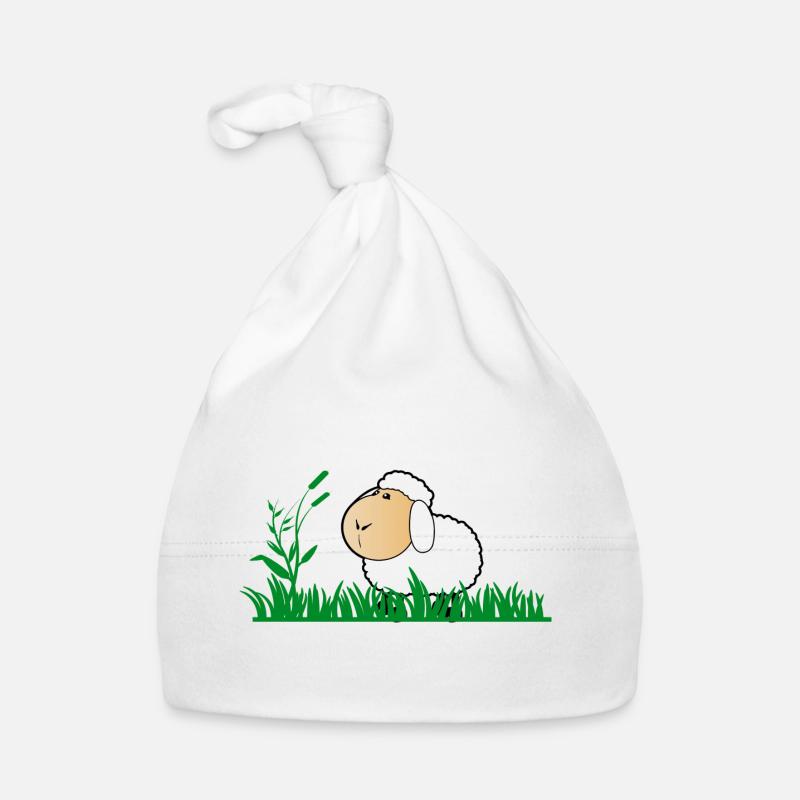 pecore divertente in erba verde Cappellino ecologico per neonato
