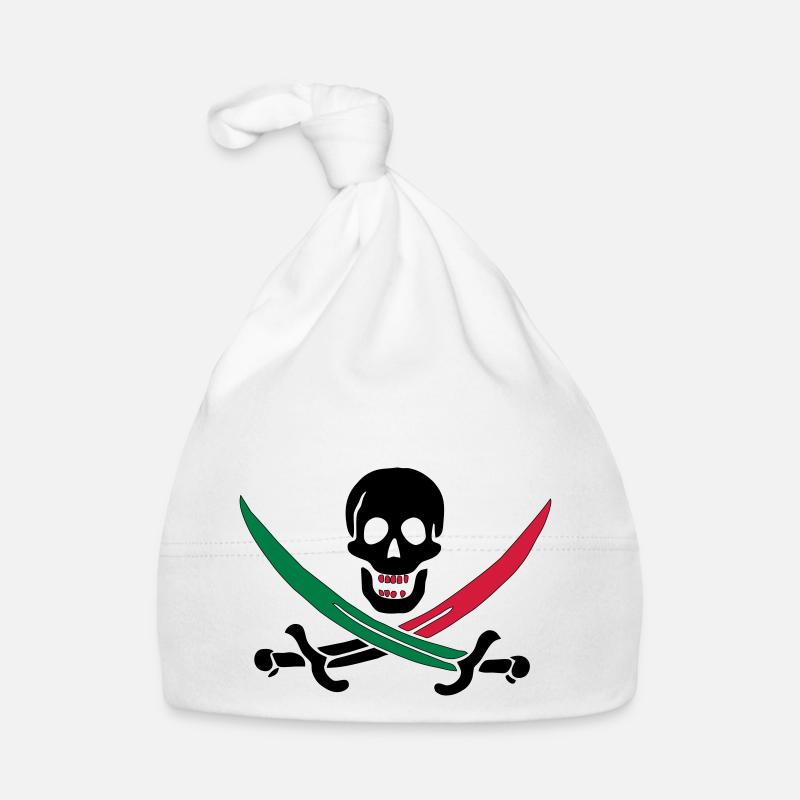 Crâne avec coloré Sabres - Bonnet bio Bébé - blanc