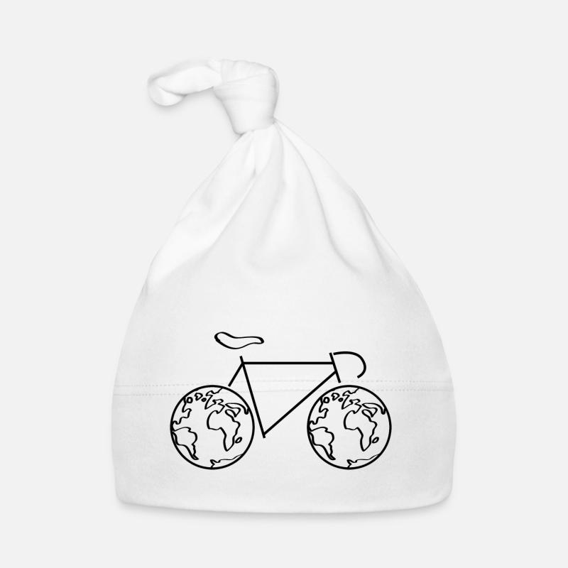 Une route - en vélo à travers le monde. - Bonnet bio Bébé - blanc