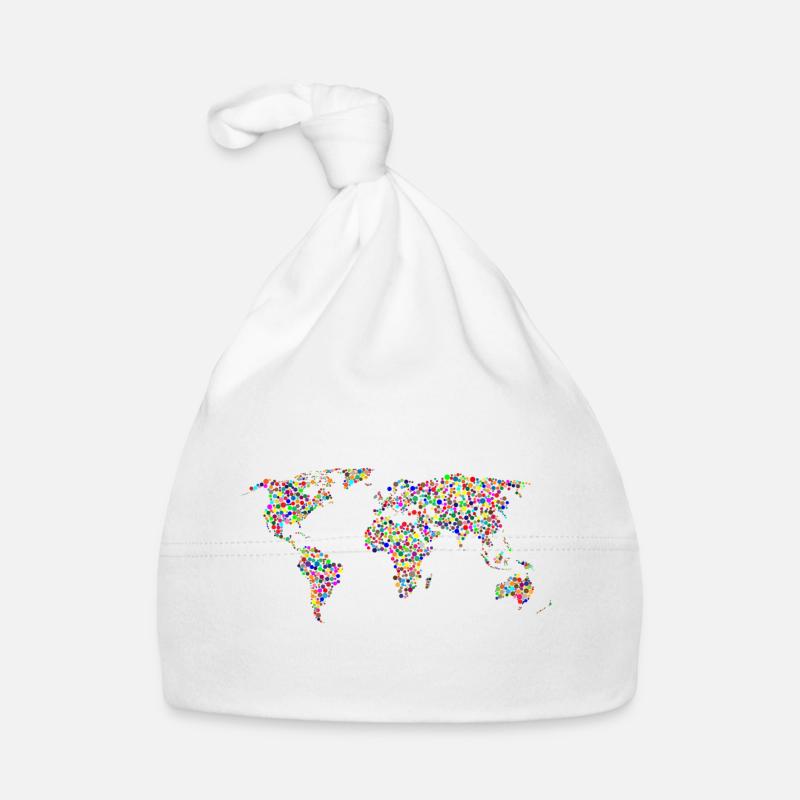 monde arc-en-couleur carte de points - Bonnet bio Bébé - blanc
