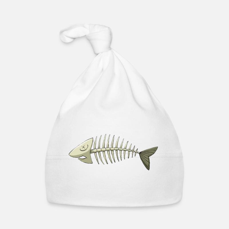 arête de poisson - Bonnet bio Bébé - blanc