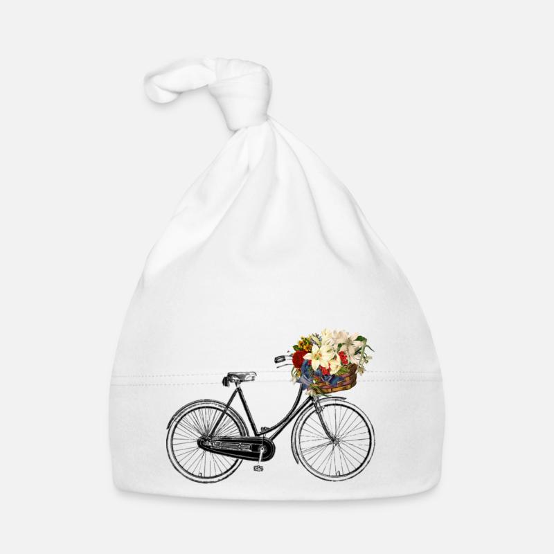 Vélo avec des fleurs Bonnet bio Bébé