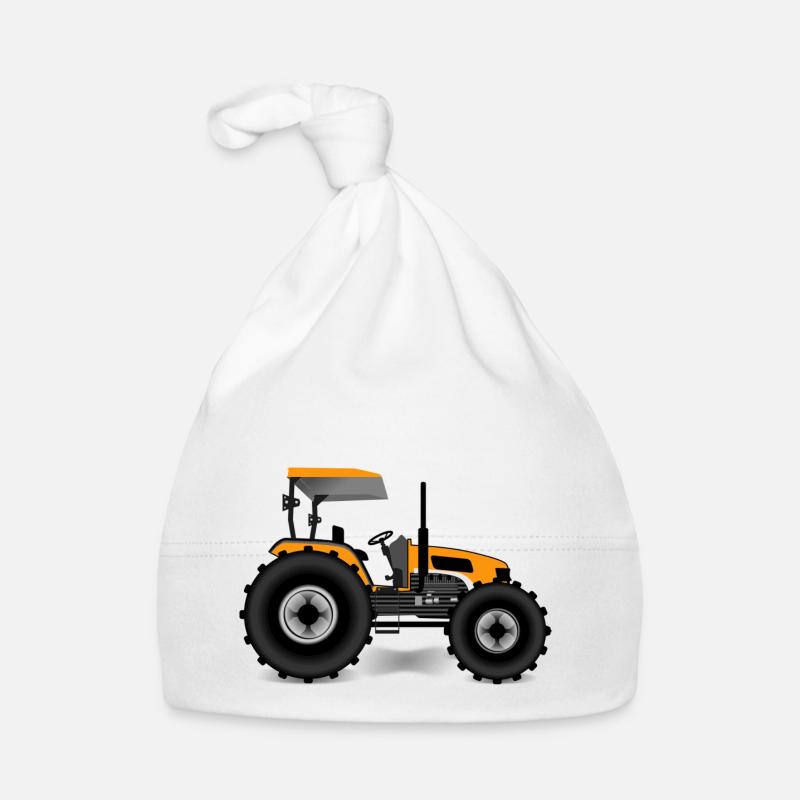 tracteur - Bonnet bio Bébé - blanc