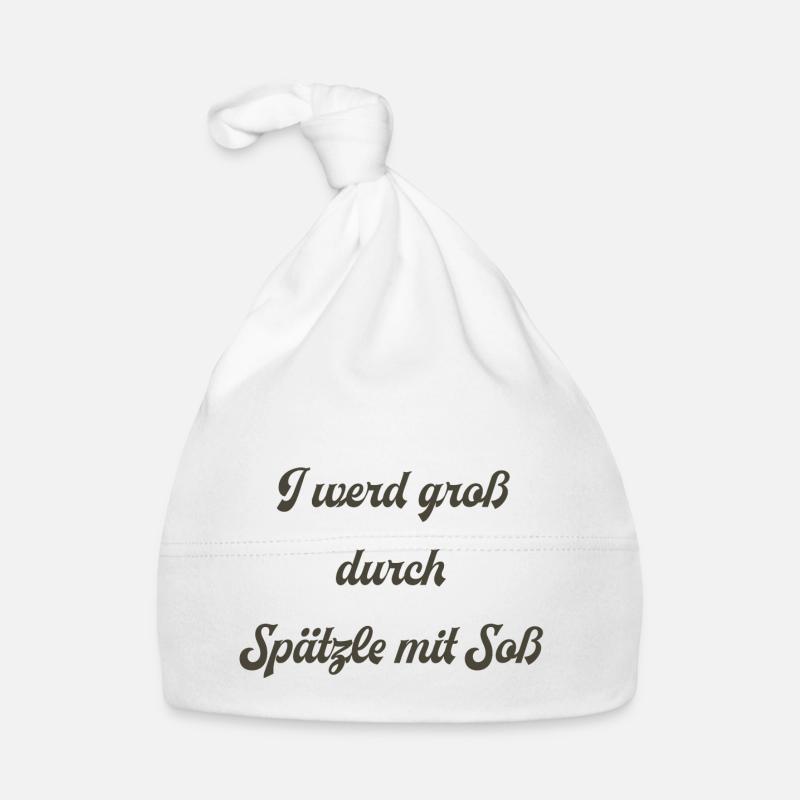 I werd groß durch Spätzle mit Soß. - Baby Bio-Mütze - Weiß
