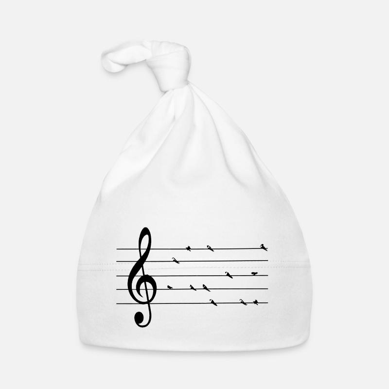 hirondelles musicales - Bonnet bio Bébé - blanc