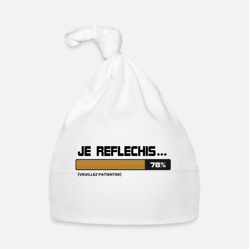 Ich dachte, warten, bitte warten (beige | schwarz) Baby Bio-Mütze