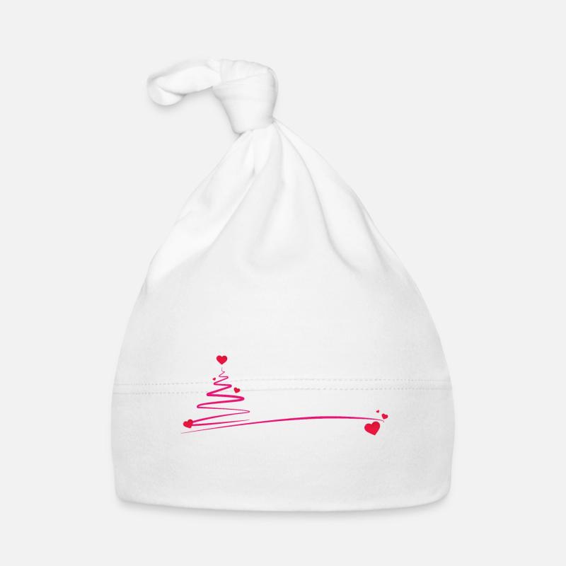 arbre de Noël avec le coeur - Bonnet bio Bébé - blanc