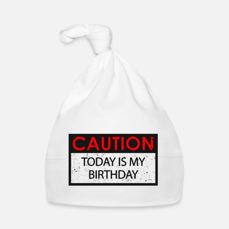 Attention - Anniversaire (Anniversaire) - Bonnet bio Bébé - blanc
