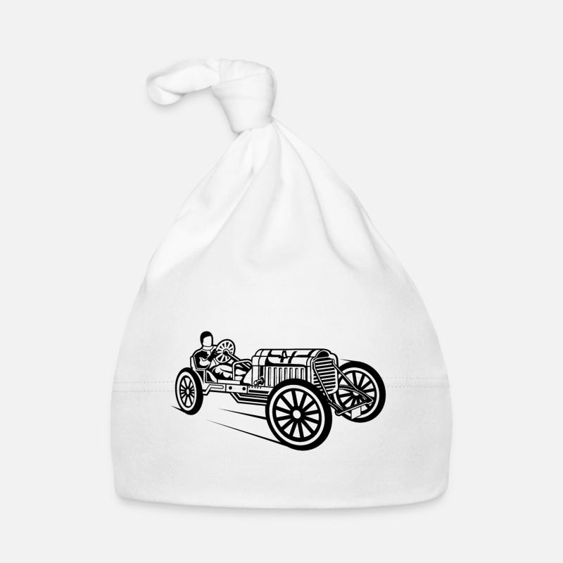 Voiture de course classique 01_schwarz - Bonnet bio Bébé - blanc