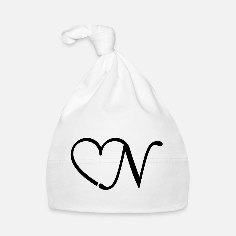 Heart letter N Organic Baby Cap