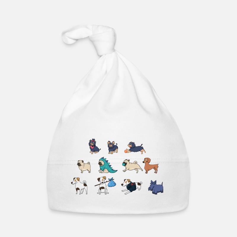 chiens mignons - Bonnet bio Bébé - blanc