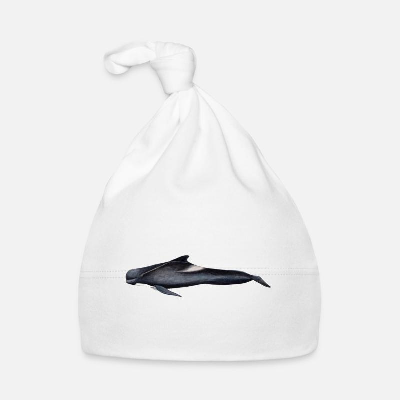 baleine pilote - baleine pilote - globicéphale noir - Bonnet bio Bébé - blanc
