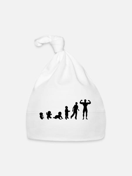 Evolution human men man bodybuilding sports - Organic Baby Cap - white - Front
