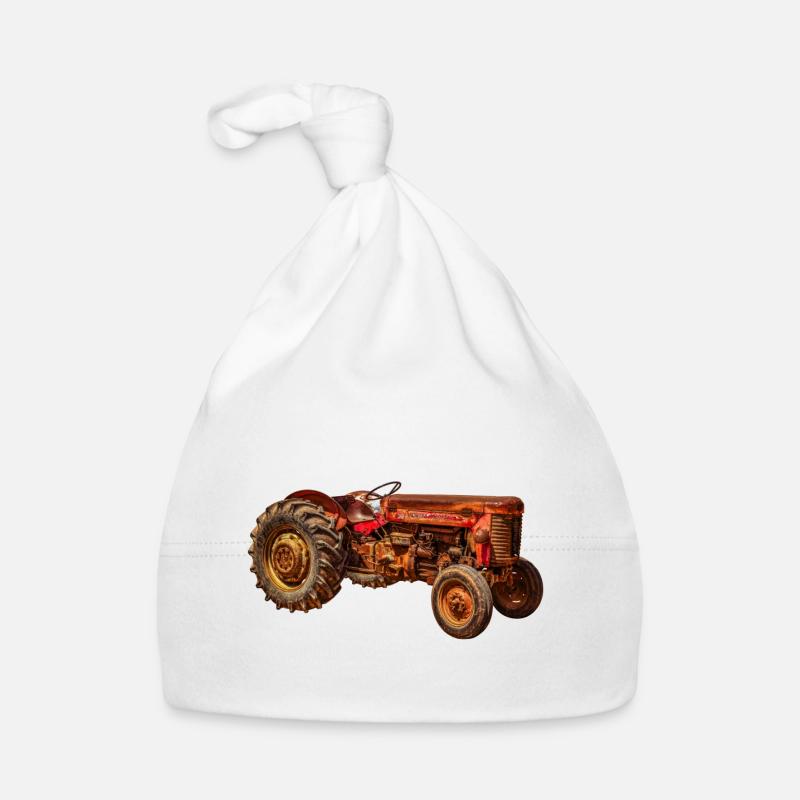 roter Traktor Oldtimer Baby Bio-Mütze