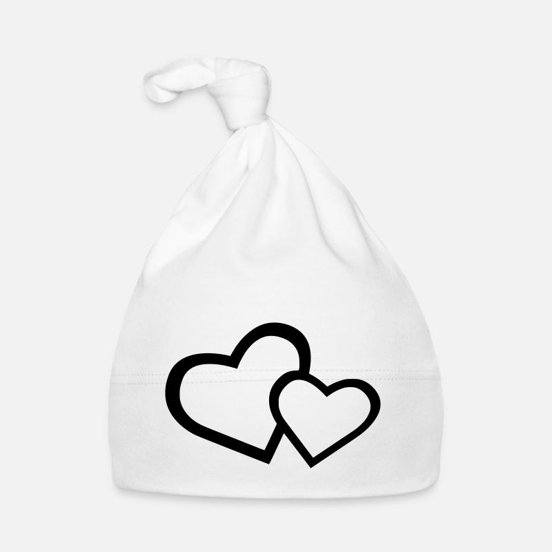 cœur - Bonnet bio Bébé - blanc