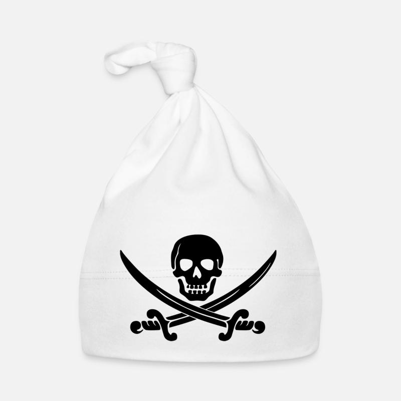 Crâne de pirate sabre - Bonnet bio Bébé - blanc