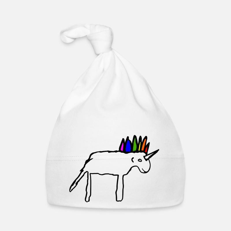 Beautiful scribbled unicorn - Organic Baby Cap - white