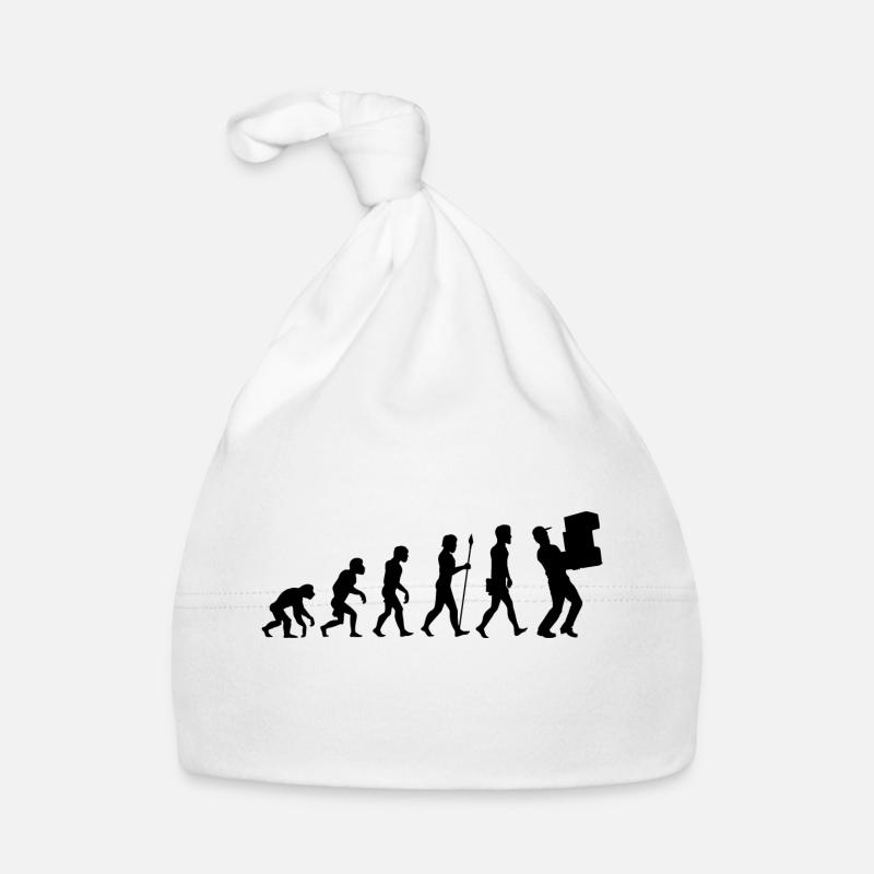Evolution Paketzusteller T-Shirt Postbote Geschenk - Baby Bio-Mütze - Weiß