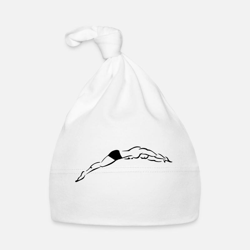 Logo plongeon nageur stylisé - Bonnet bio Bébé - blanc