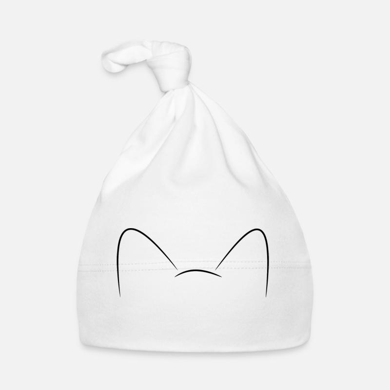 oreilles de chat noir - Bonnet bio Bébé - blanc