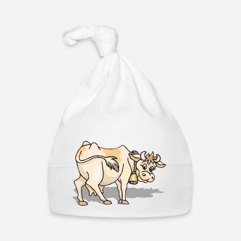 vache - Bonnet bio Bébé - blanc