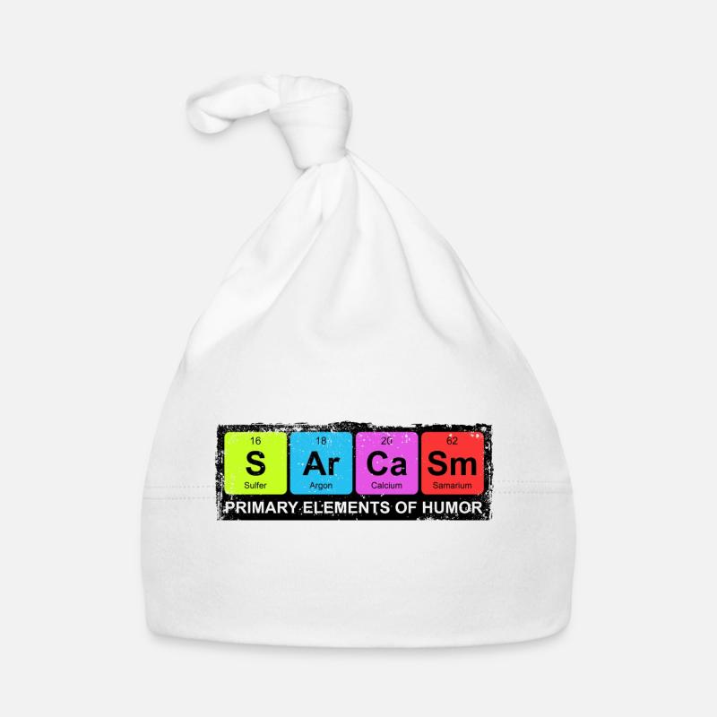 Sarcasme Éléments périodique de l'humour - Bonnet bio Bébé - blanc