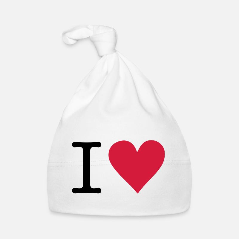 I Heart - American Typewriter Font - Bonnet bio Bébé - blanc