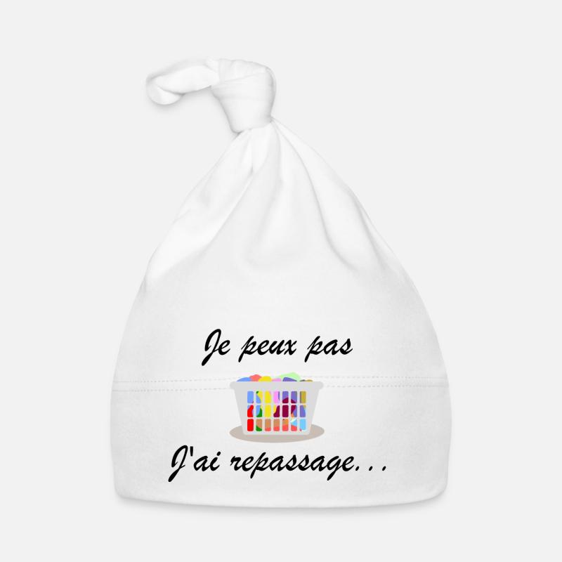 je peux pas repassage - Bonnet bio Bébé - blanc