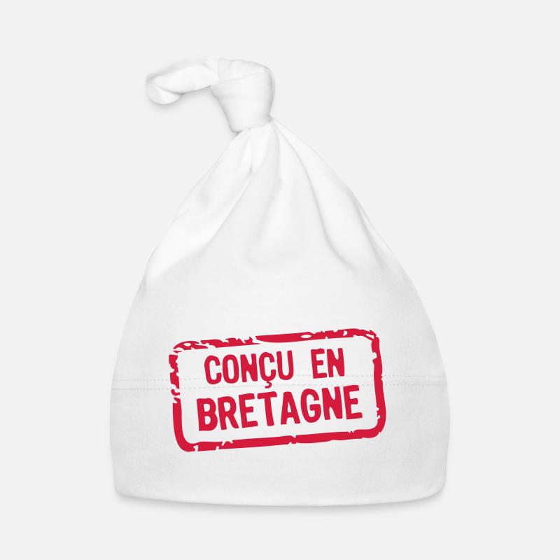 concu etiquette bretagne - Bonnet bio Bébé - blanc