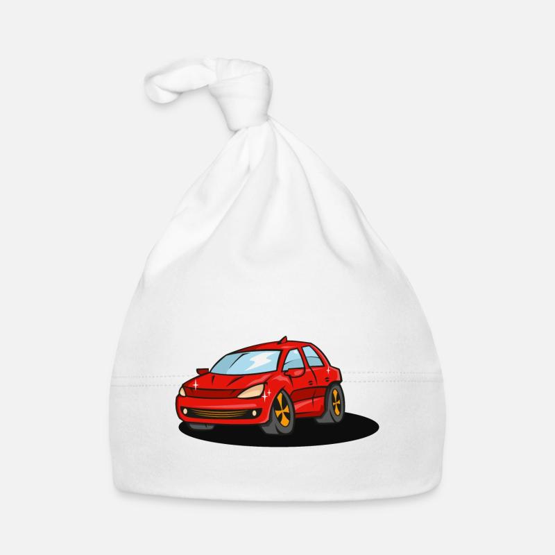 red_car - Bonnet bio Bébé - blanc