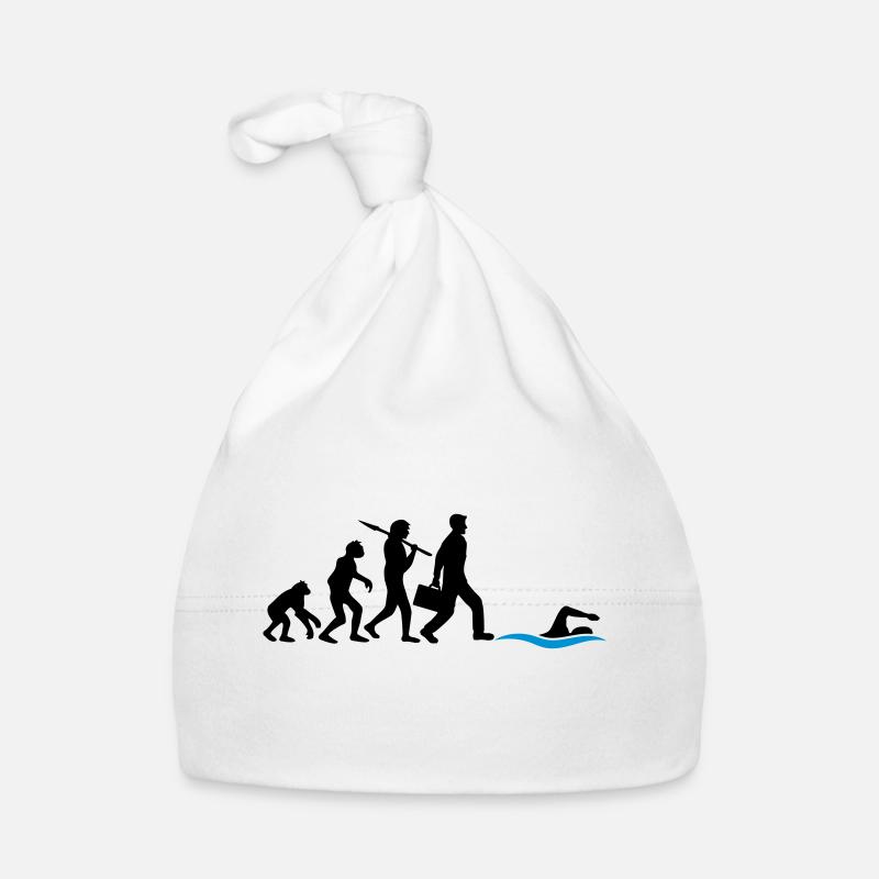 développement de l'évolution né pour nager logo s - Bonnet bio Bébé - blanc