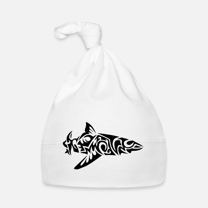 shark tribal shark fish mechant2 Organic Baby Cap