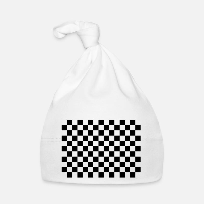 Damier - Bonnet bio Bébé - blanc