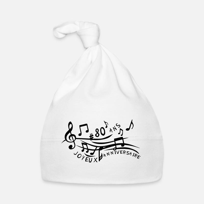 80 ans partition musicale anniversaire - Bonnet bio Bébé - blanc