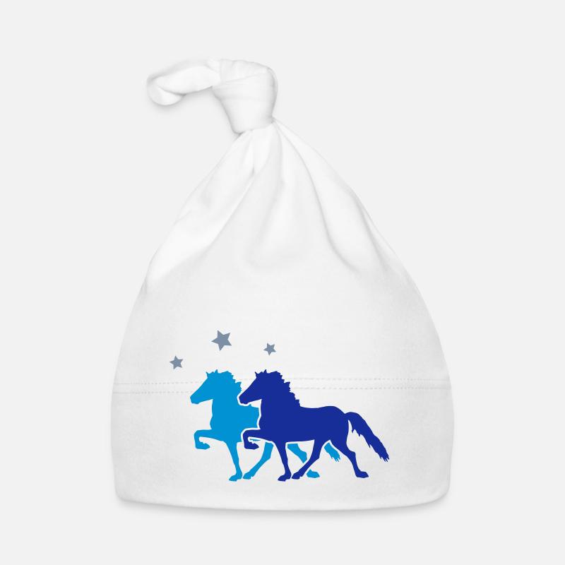 Two Horses with silver-metallic Stars Bonnet bio Bébé
