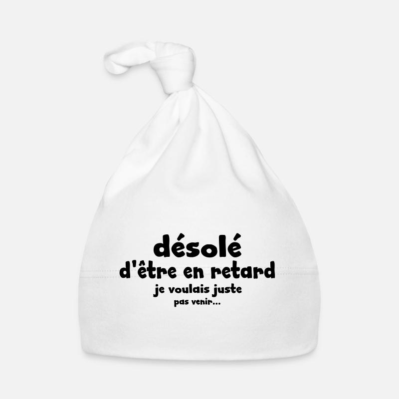 désolé d'être en retard - Bonnet bio Bébé - blanc
