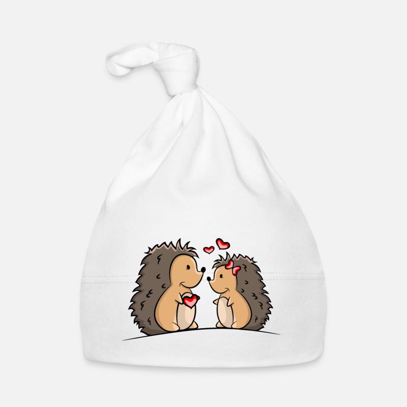 Igel Paar mit Herzen und Geschenk Baby Bio-Mütze