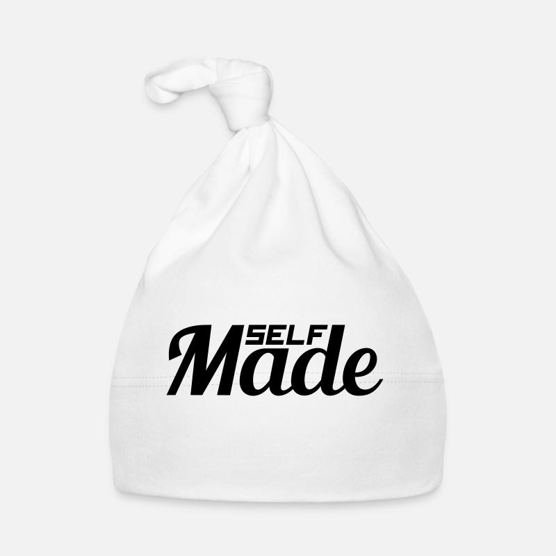 text successful shield logo rich self made man m Organic Baby Cap