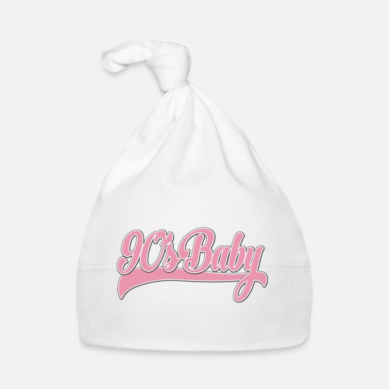 Script rétro rose bébé des années 90 - Bonnet bio Bébé - blanc