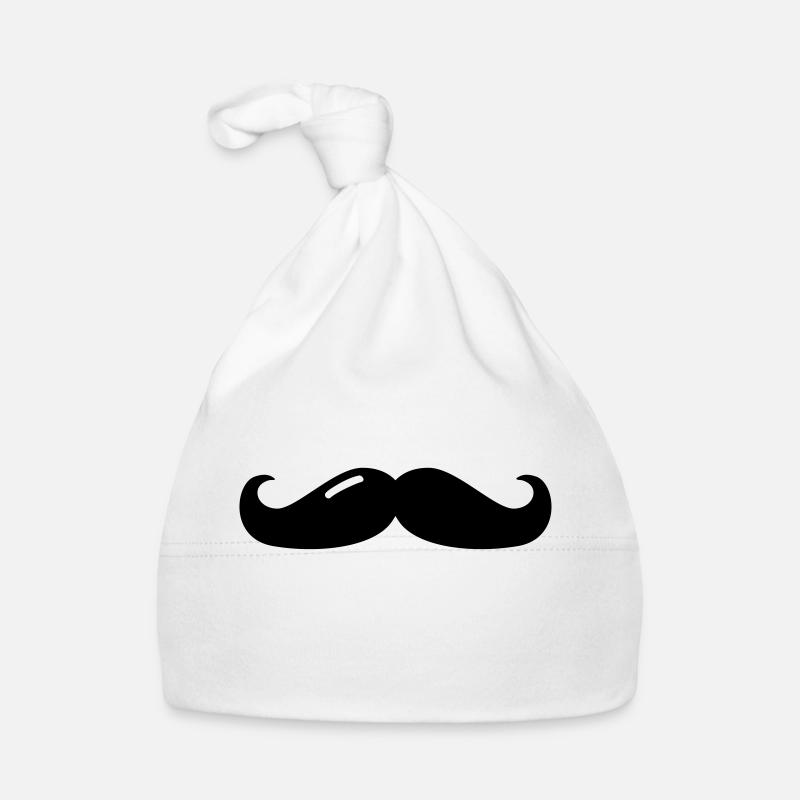moustache - moustache - barbe - barbe - Bonnet bio Bébé - blanc