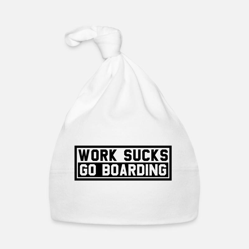 WORK SUCKS GO BOARDING - Baby Bio-Mütze - Weiß